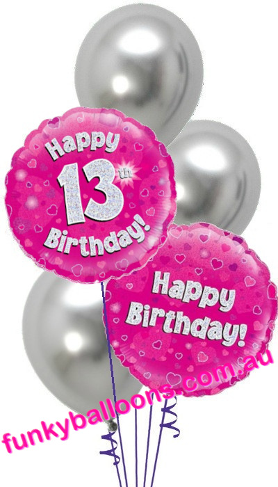(image for) 13th Pink + Silver Birthday Bouquet