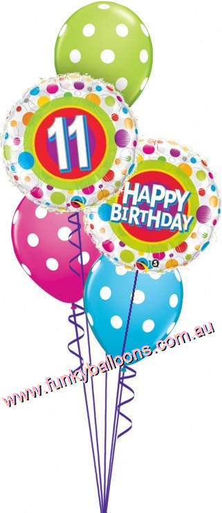 (image for) Colourful Dots 11th Birthday Bouquet - Click Image to Close