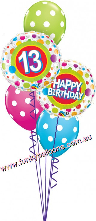 (image for) Colourful Dots 13th Birthday Bouquet - Click Image to Close