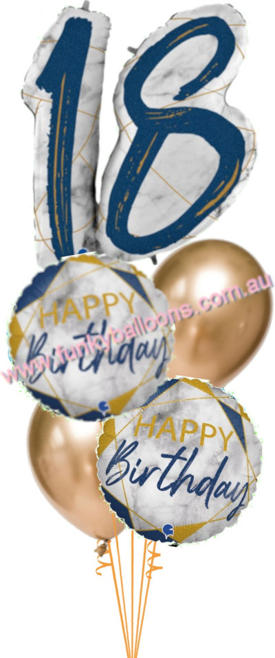 (image for) 18th Deluxe Marble Blue Birthday Bouquet - Click Image to Close