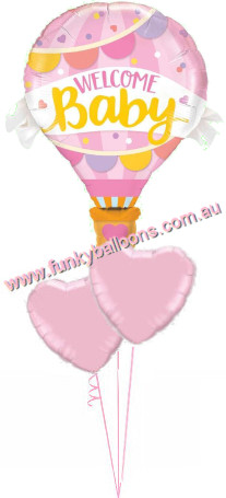 (image for) Pink Welcome Baby Balloon Bouquet - Click Image to Close