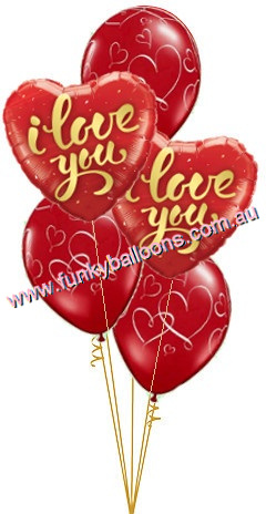 (image for) Red Gold Romantic I Love You Bouquet - Click Image to Close