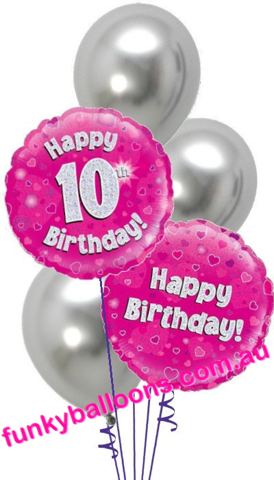 (image for) 10th Pink + Silver Birthday Bouquet
