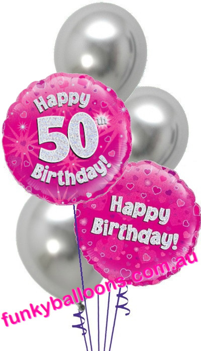 (image for) 50th Pink + Silver Birthday Bouquet