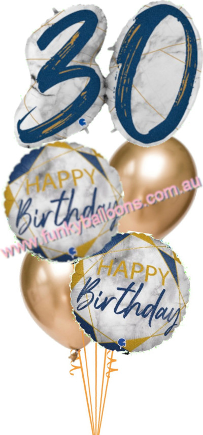 (image for) 30th Deluxe Marble Blue Birthday Bouquet