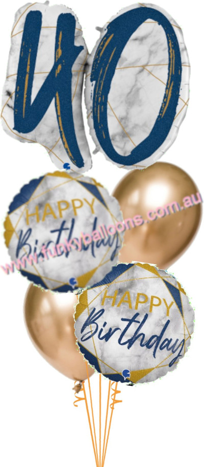 (image for) 40th Deluxe Marble Blue Birthday Bouquet